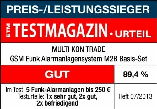 Testergebnis für GSM Funk Alarmanlagensystem M2B, Bewertung gut