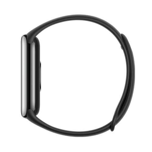 Seitenansicht einer Smartwatch mit schwarzem Armband